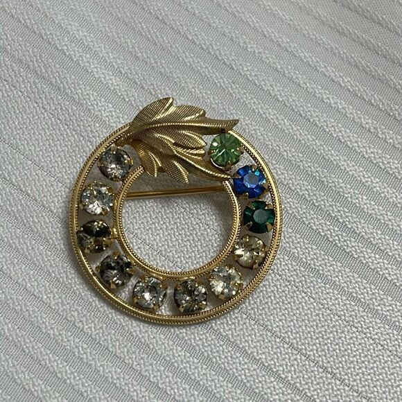 Vintage DeC Brooch 1/20 14k Gold Filled Rhinestone Brooch - Picture 1 of 6